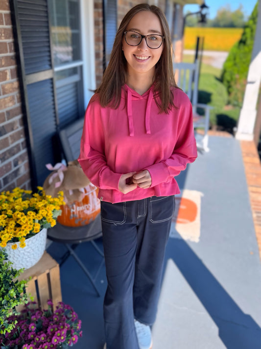 Pink Cropped Hoodie