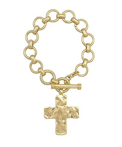 Bold Cross Toggle Bracelet