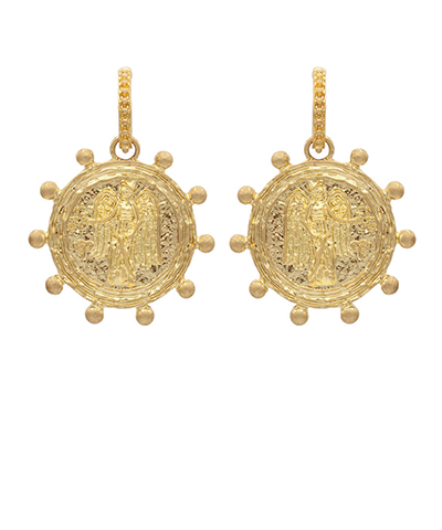 Coin Dangling Textured Hoops