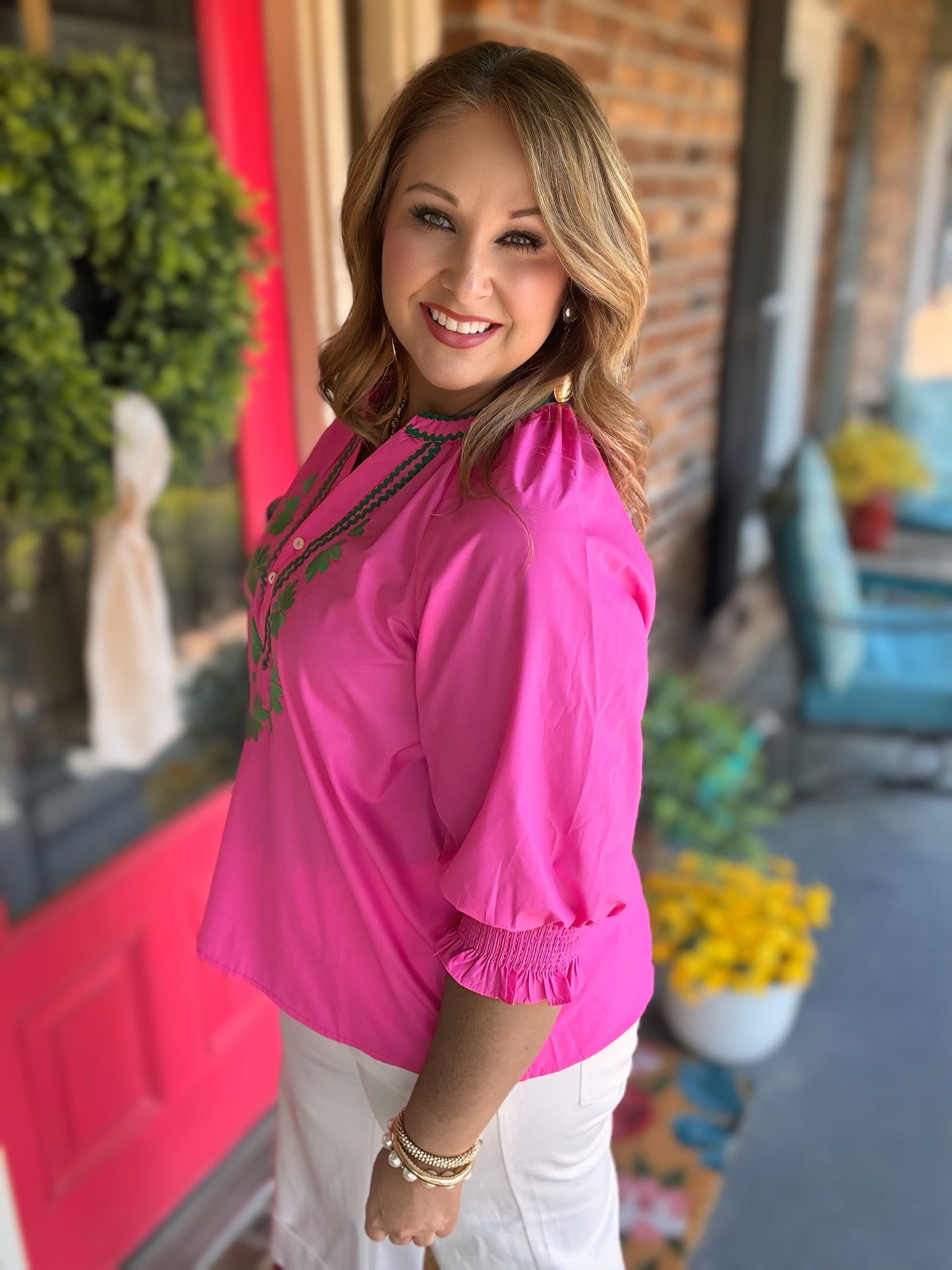 Entro Pink Embroidered Top