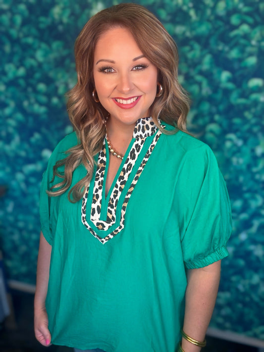 Green Leopard Top