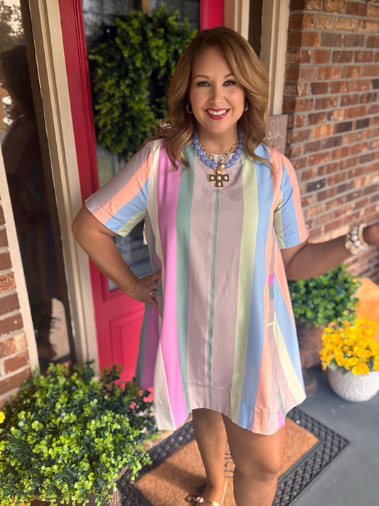 Entro Plus Striped Swing Dress