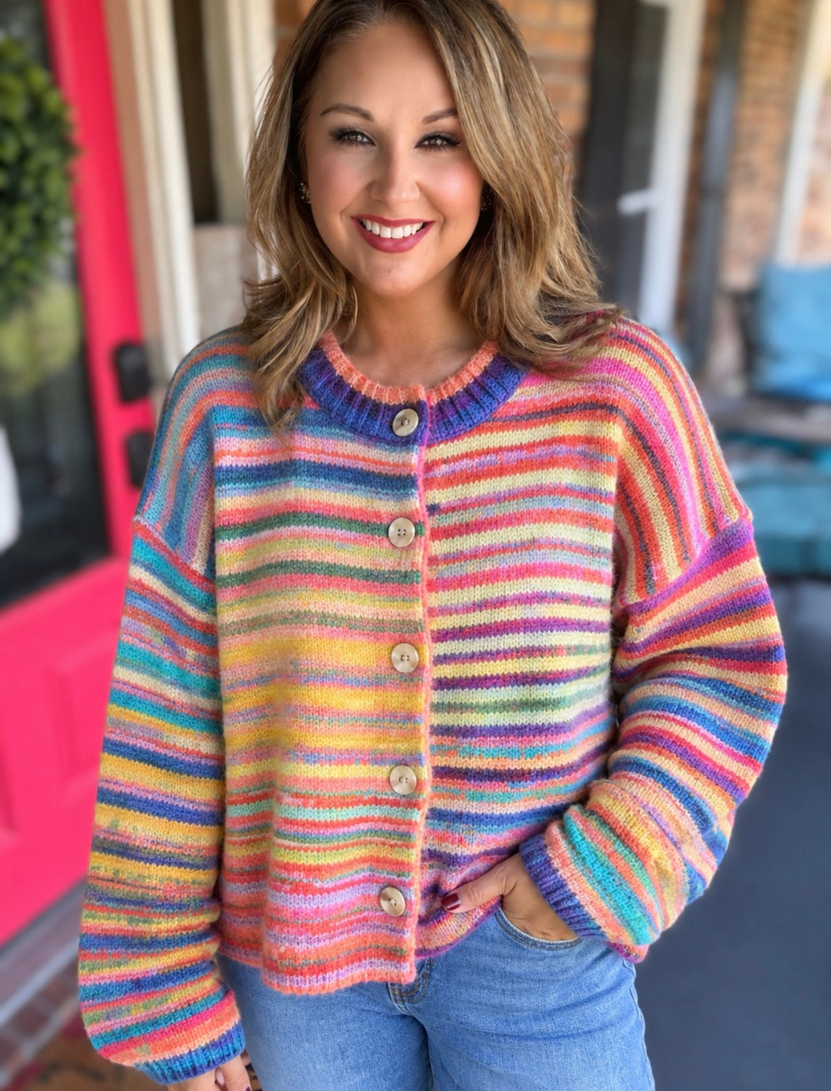 Rainbow Striped Cozy Knit Cardigan | Wishlist