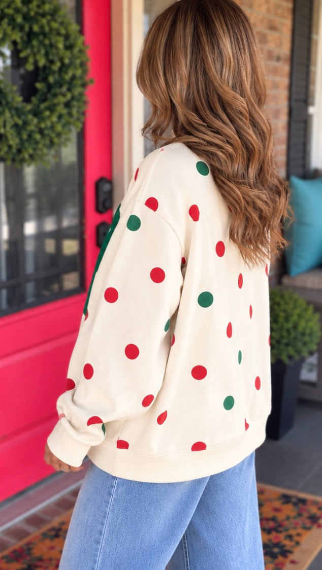 JOY Polka Dot Oversized Mock Neck Pullover – Bucketlist