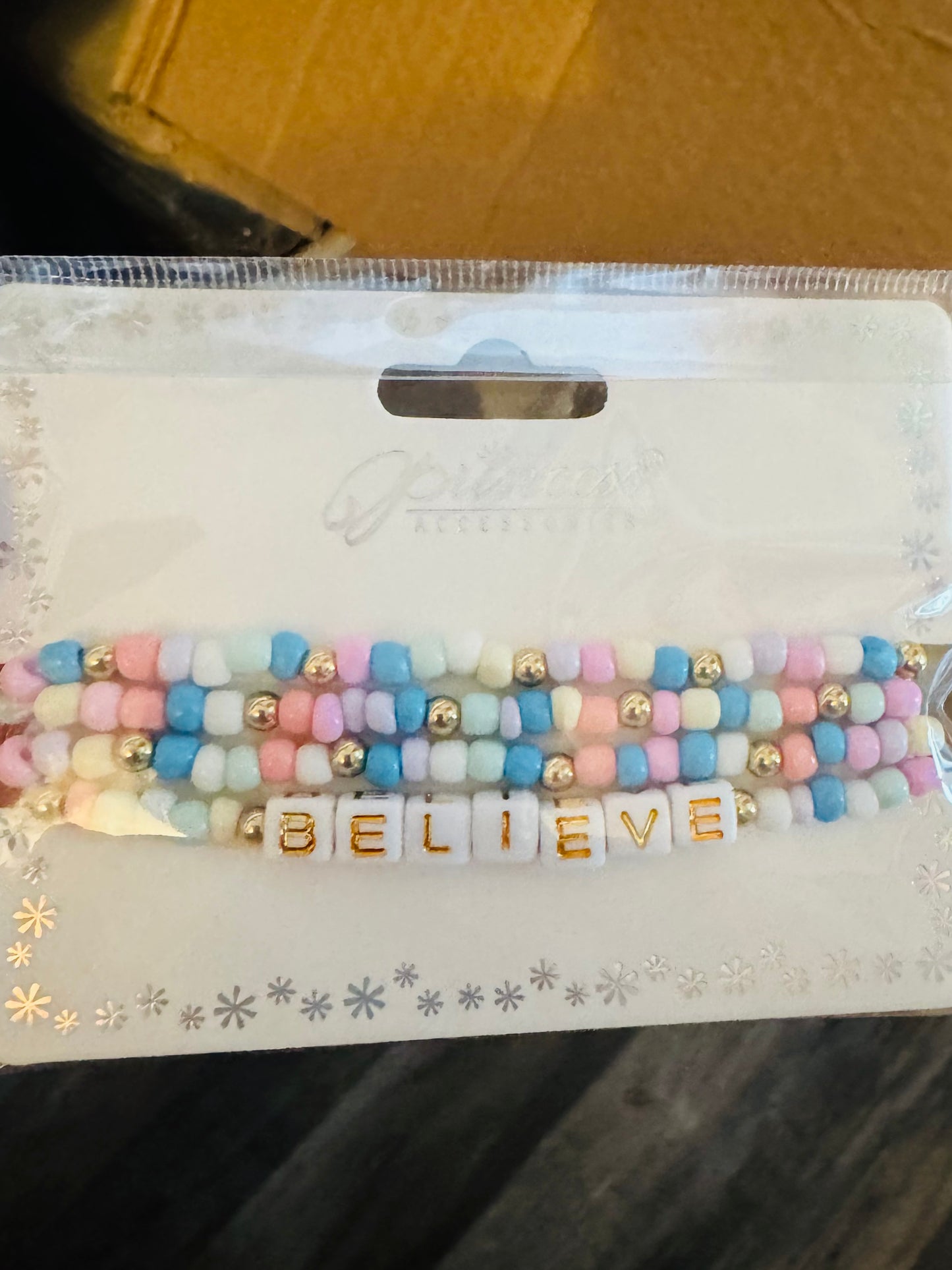 Inspirational set of four beaded bracelets