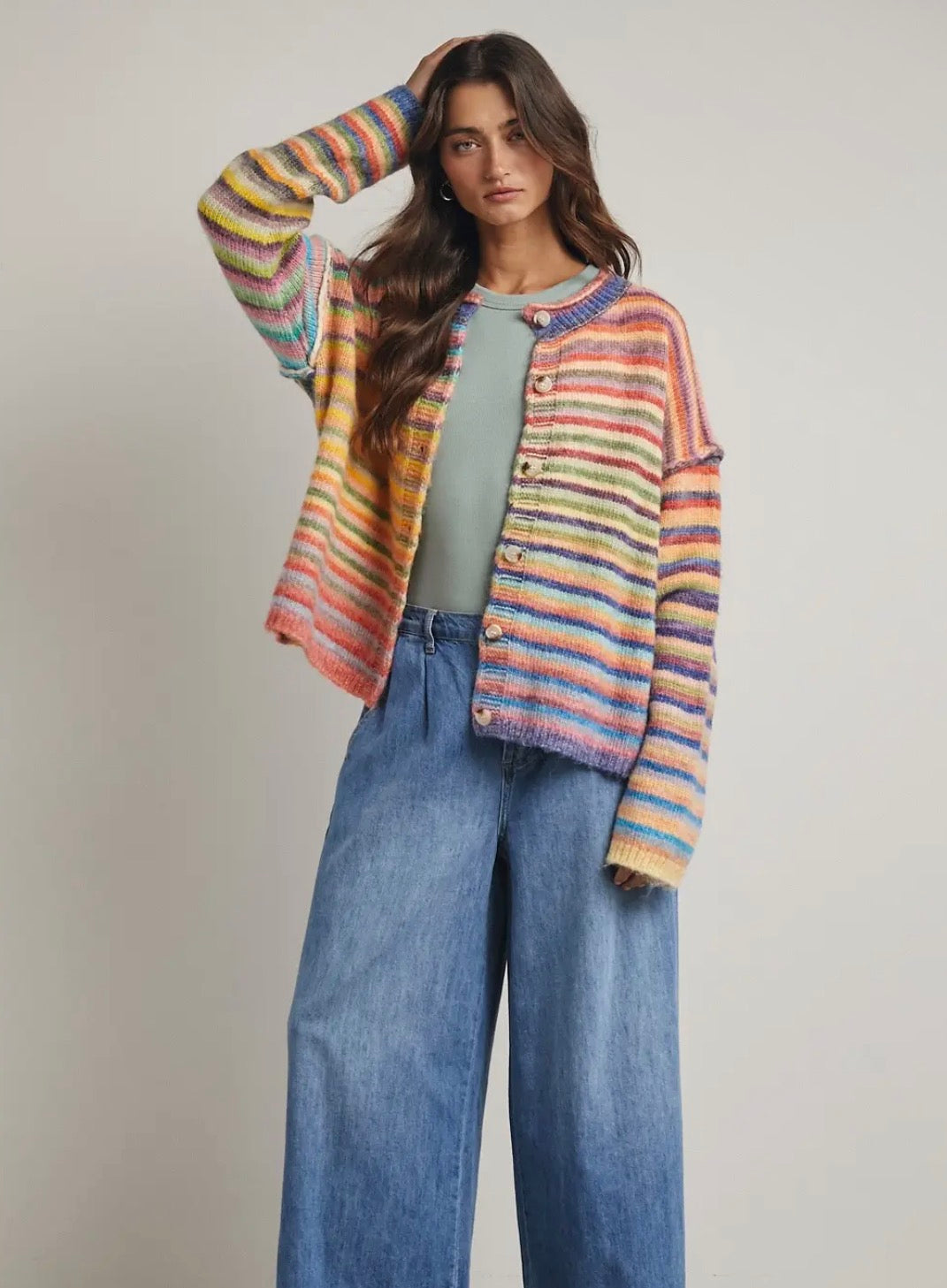 Rainbow Striped Cozy Knit Cardigan | Wishlist