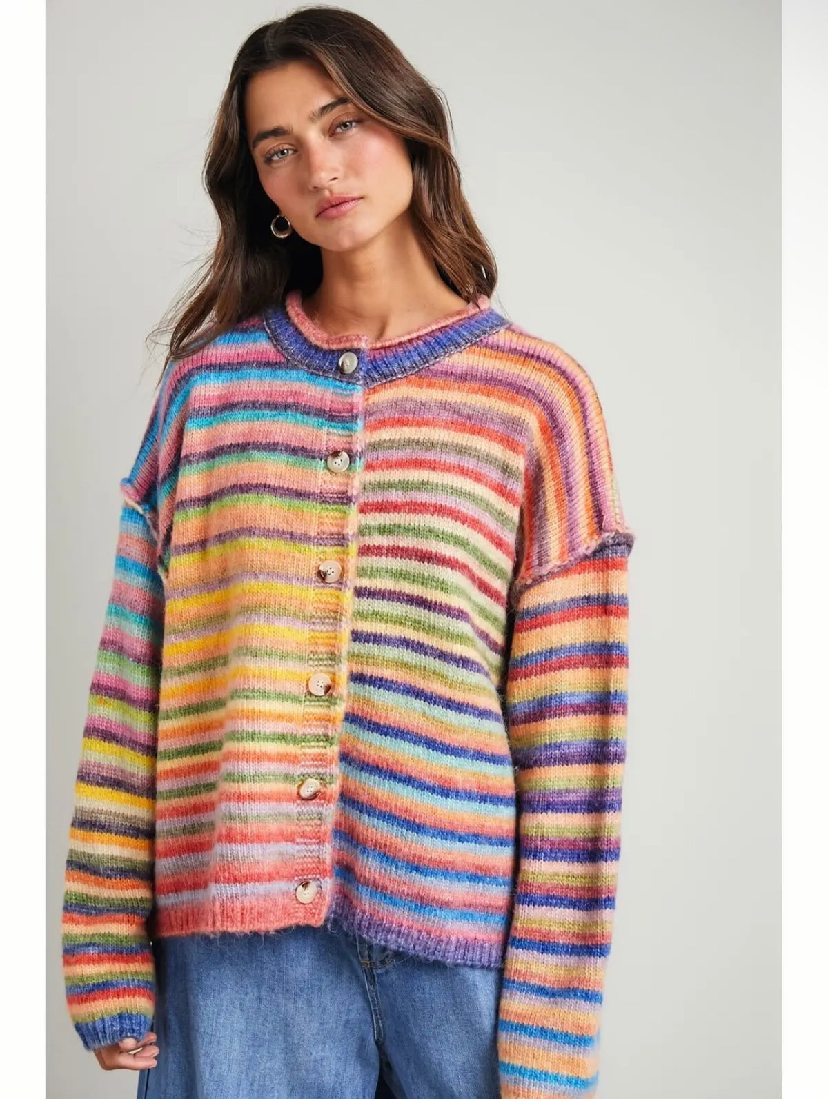 Rainbow Striped Cozy Knit Cardigan | Wishlist