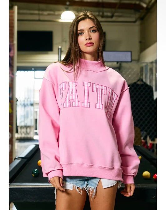 FAITH oversized mock neck top