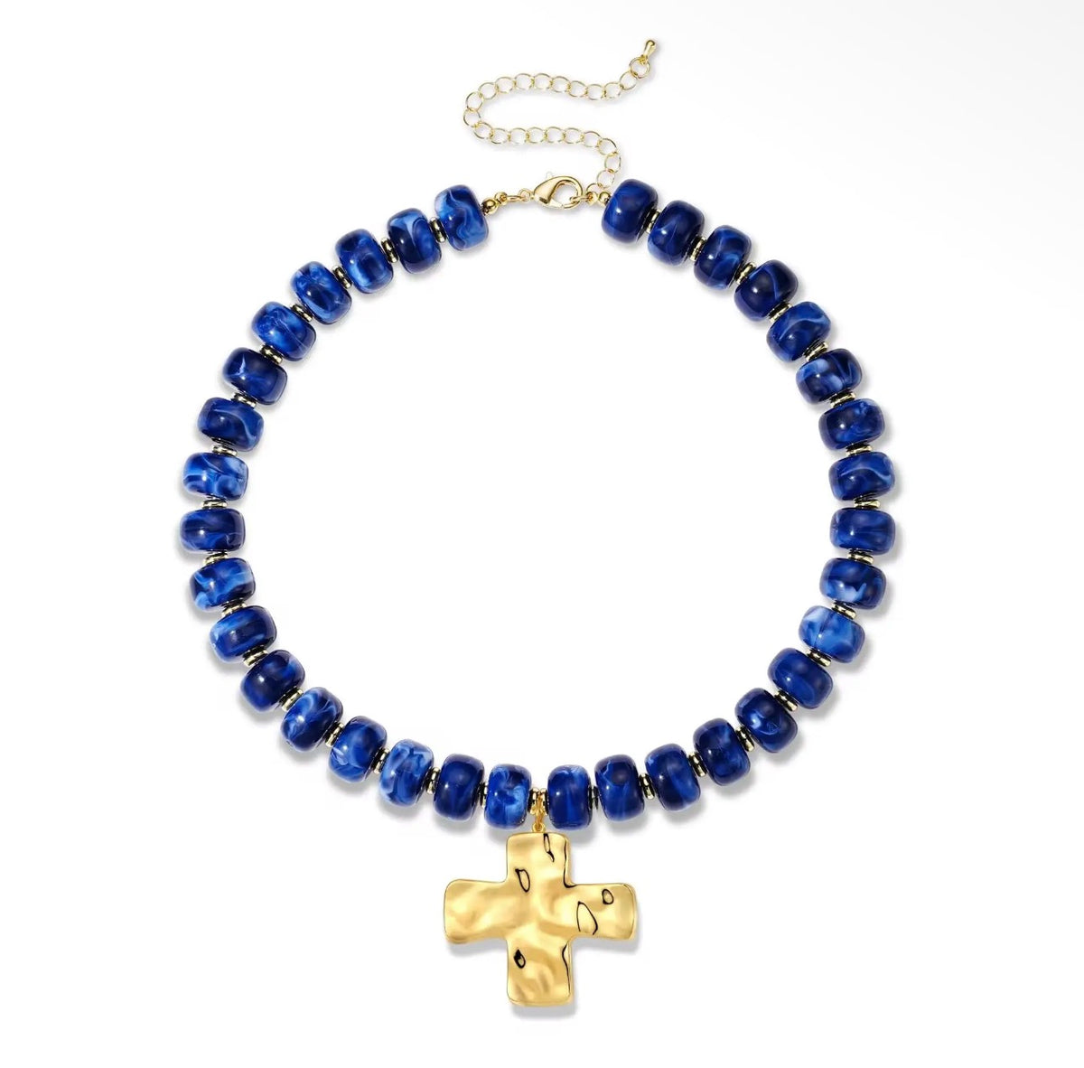Golden Grace Beaded Cross Necklace