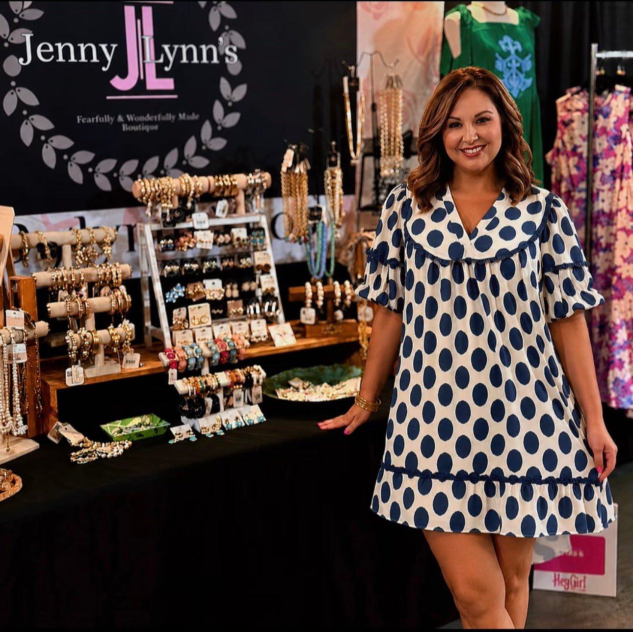 Blue Easel. POLKA DOTS LINEN MINI DRESS