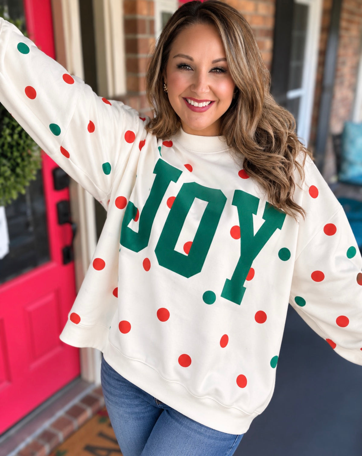 JOY Polka Dot Oversized Mock Neck Pullover – Bucketlist