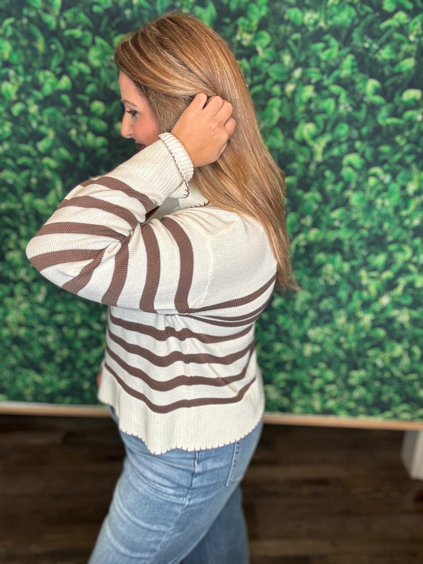 Rory mocha striped sweater top