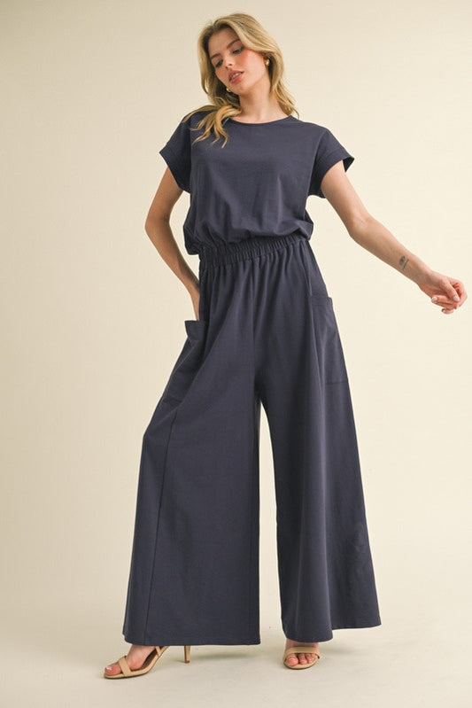 Navy Jersey Jumpsuit