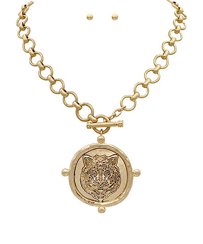 Tiger Head Medallion Necklace