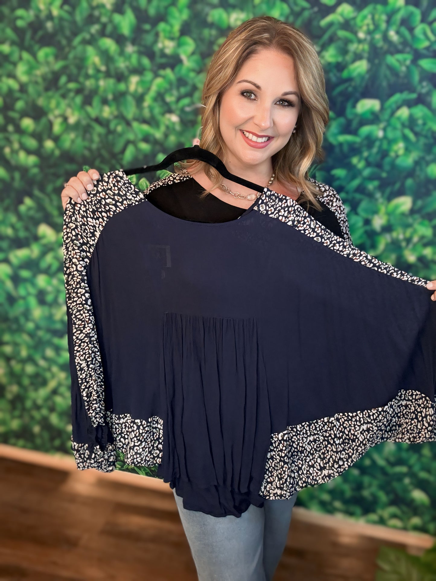 Cheetah Batwing Sleeve Top