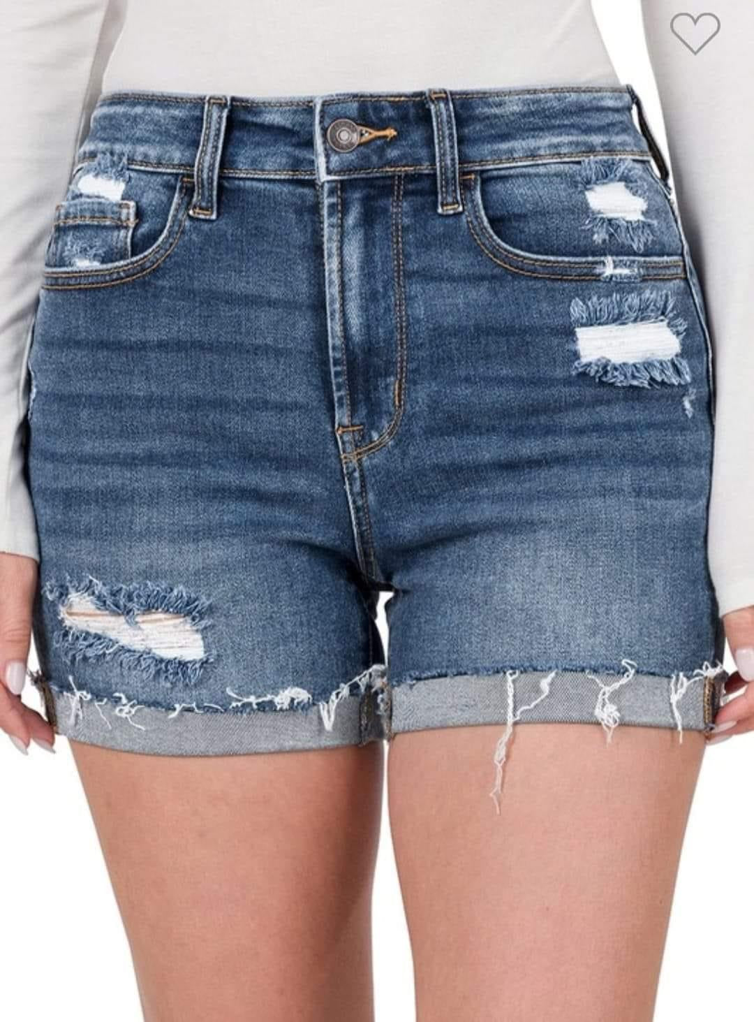 Distressed Denim Shorts