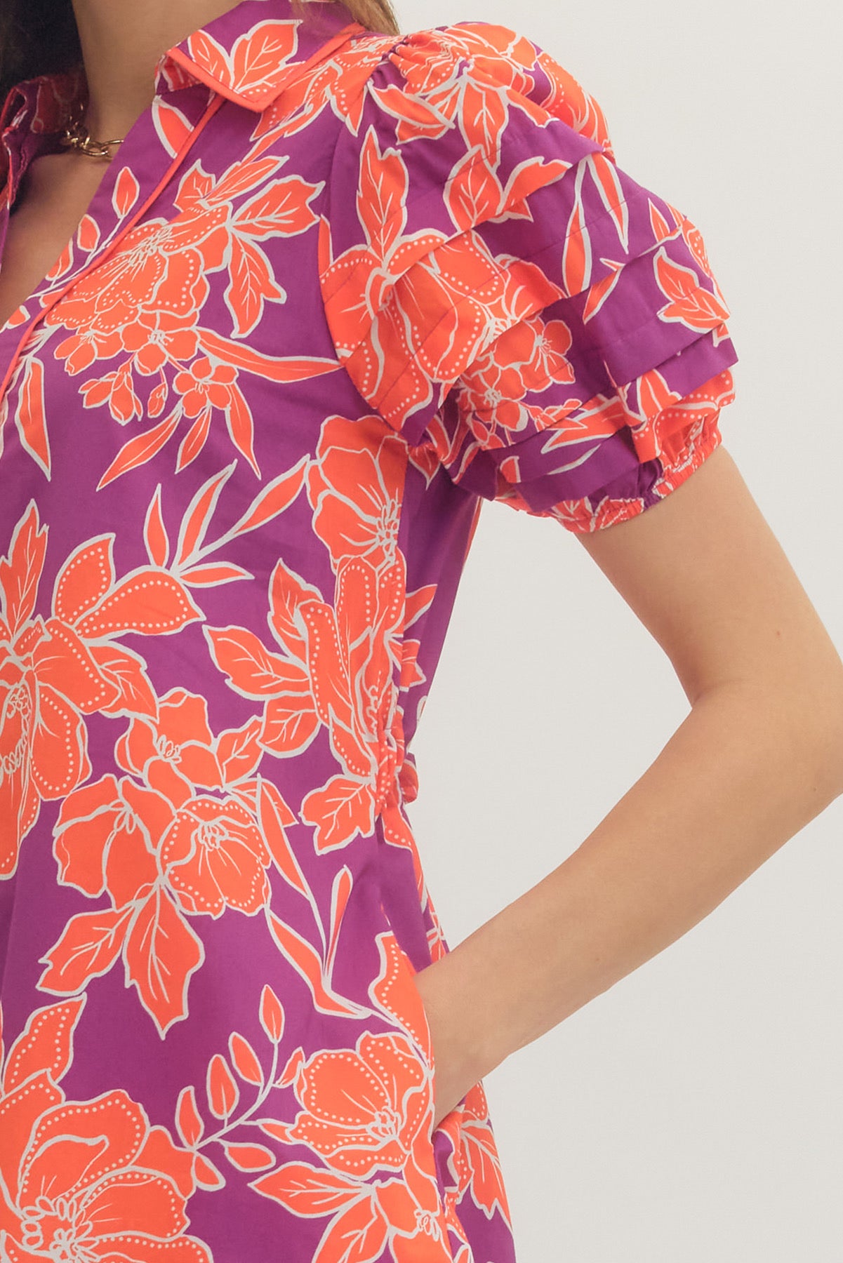 Entro Plum/Orange Floral Mini Dress