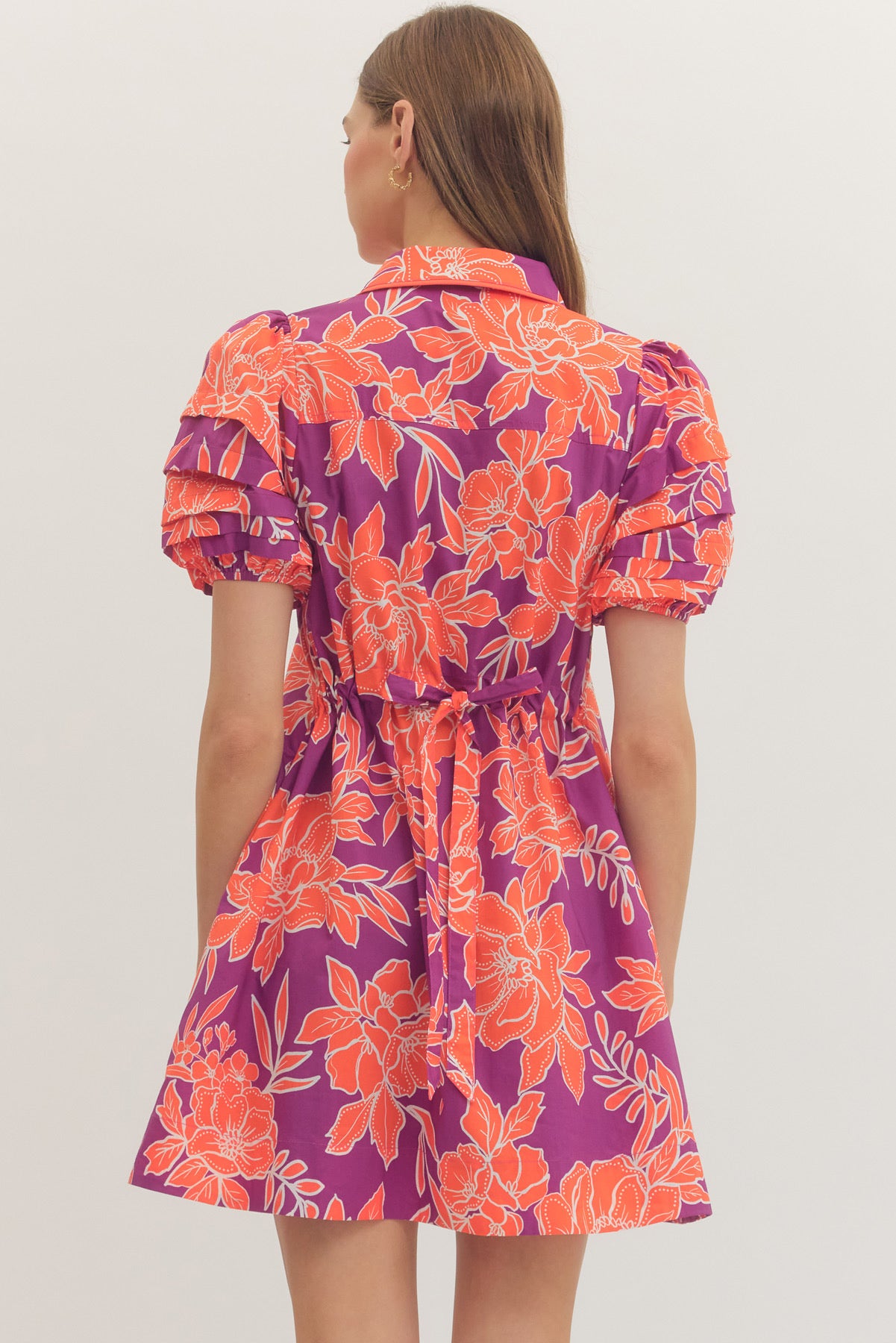 Entro Plum/Orange Floral Mini Dress