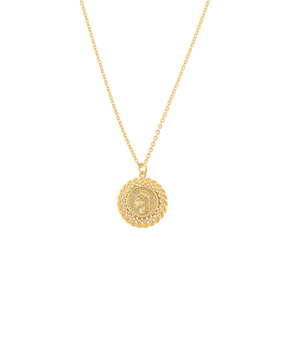 Textured Coin Pendant Necklace