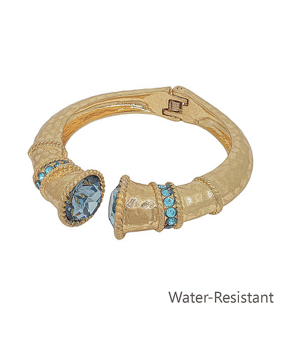 Crystal End Hammered Hinge Bracelet