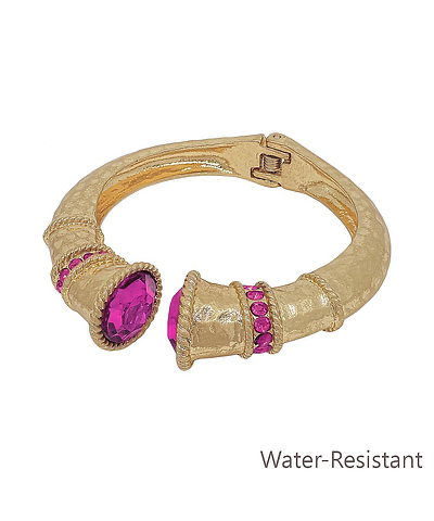 Crystal End Hammered Hinge Bracelet