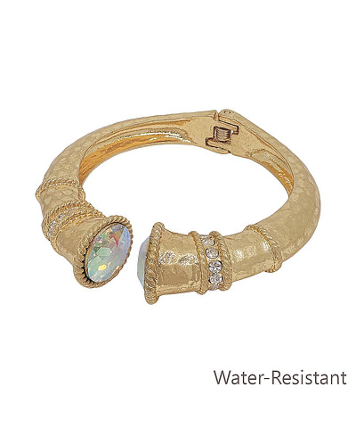 Crystal End Hammered Hinge Bracelet