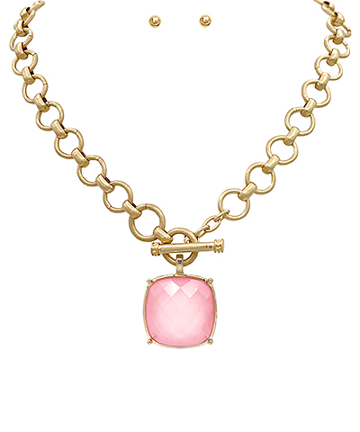 Cushion-Cut Pendant Necklace Set