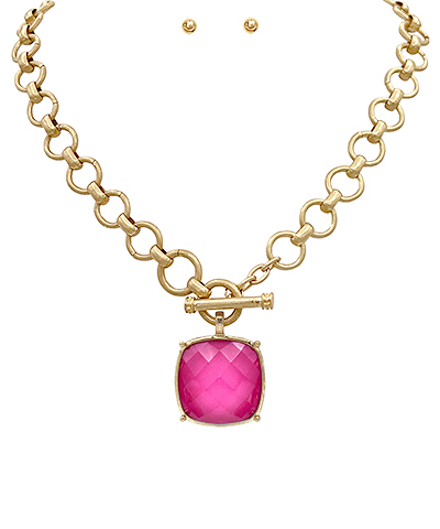 Cushion-Cut Pendant Necklace Set