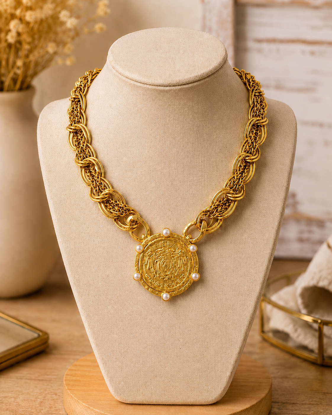 Layered Chain Medallion Necklace