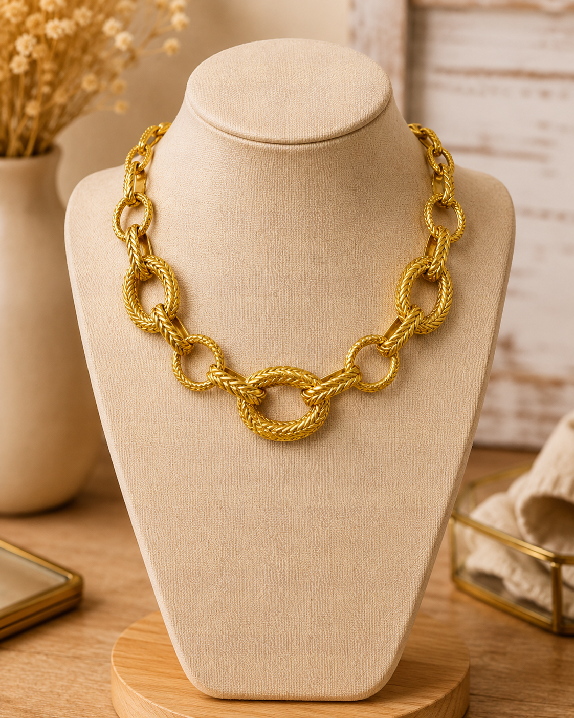 Textured Oval Chain Necklace