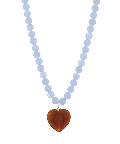 Marble Puffy Heart & Ball Necklace