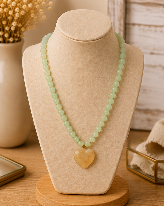 Marble Puffy Heart & Ball Necklace