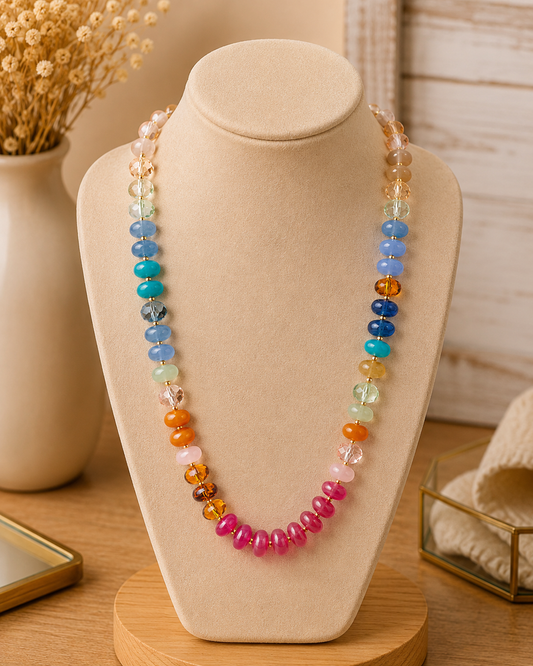 Multi Rondelle Glass Bead Necklace