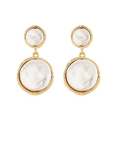 Coin Pearl 2 Drop Earrings