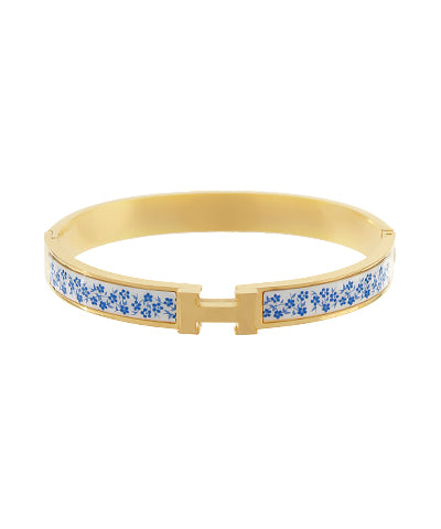 Blue Flower Printed H Bracelet