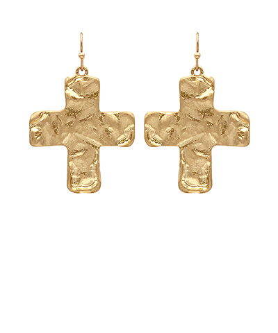 Hammered Casting Cross Earrings