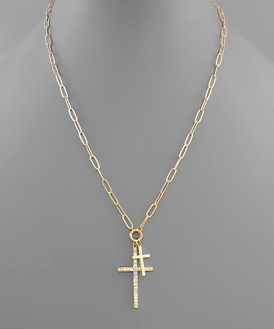 Crystal Pave Cross Necklace