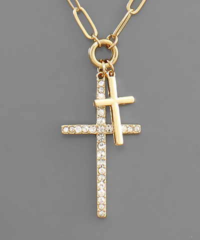 Crystal Pave Cross Necklace