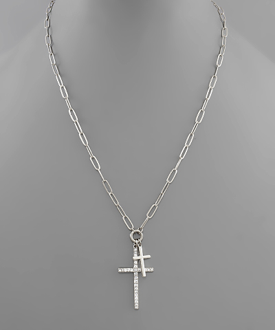 Crystal Pave Cross Necklace