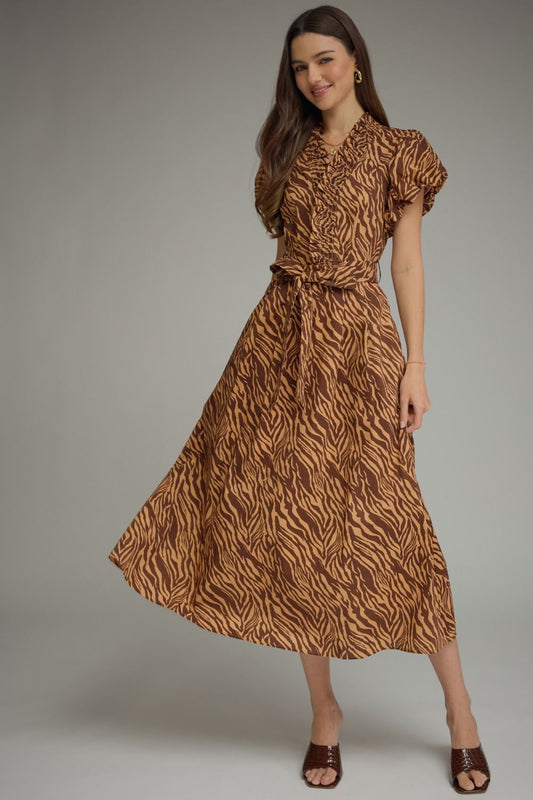 Tiger Taupe Print Midi Dress