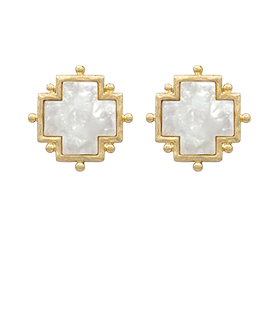Dotted Acetate Cross Earrings