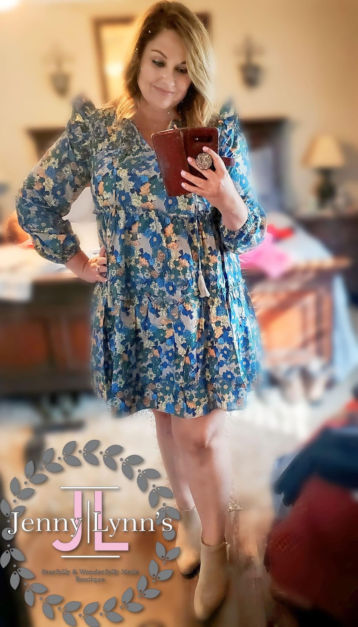 Floral Ruffled Sleeve Dress