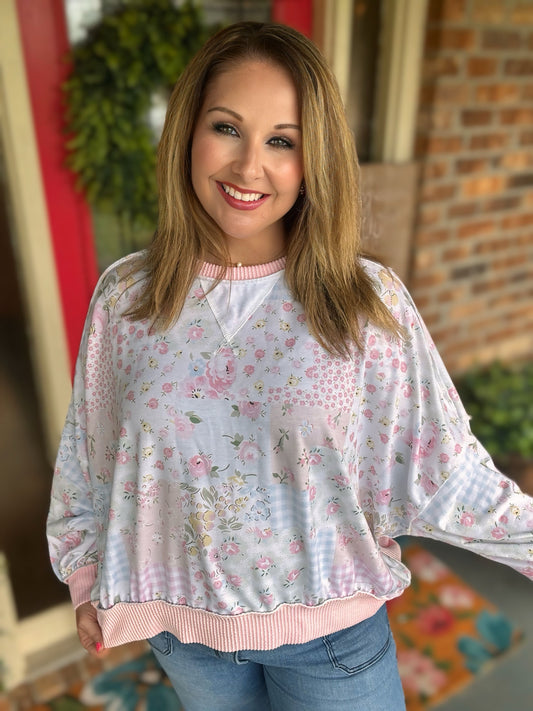 Coquette Patchwork Floral Top