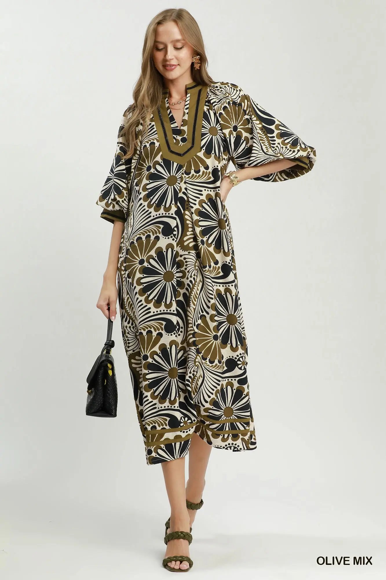 Umgee Abstract Print Midi Dress
