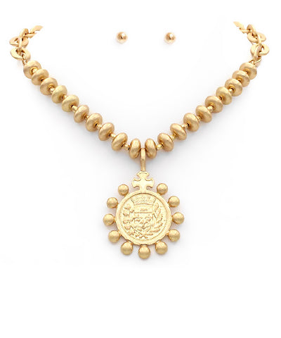 Dotted Coin Pendant Necklace Set