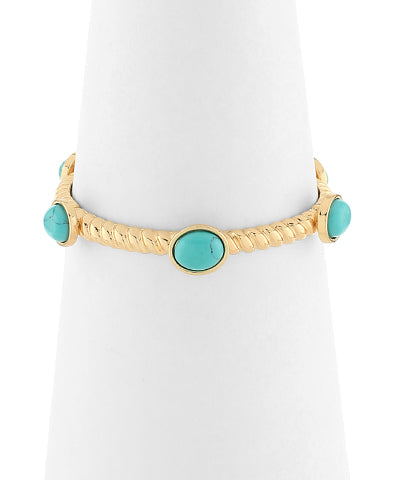 Turquoise Oval Stone Textured Bracelet