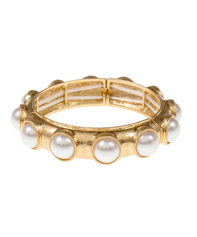 Round Dome Pearl Station Bracelet