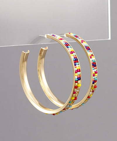 Beaded Hoops Ivory