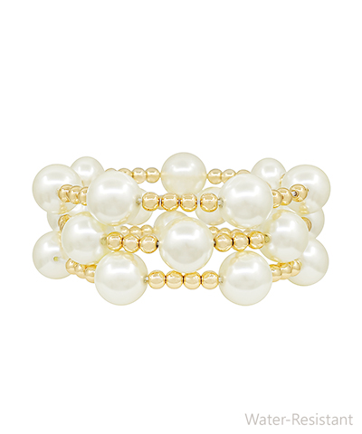 3 Row Pearl CCB Mixed Bracelet