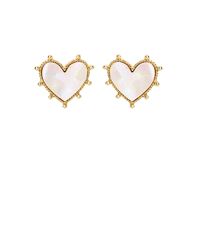Dotted Pearl Heart Earrings